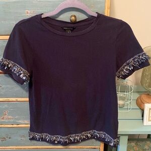 Banana Republic sz small navy blue s/s bedazzled shirt.